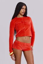 Tangerine Velour Cardigan - Image 3