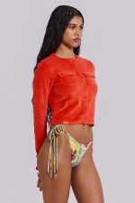 Tangerine Velour Cardigan - Image 2