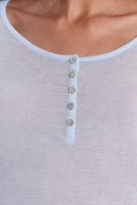 Sheer Henley Top In Sky - Image 3