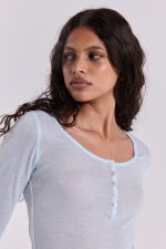 Sheer Henley Top In Sky - Image 10