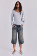 Sheer Henley Top In Sky - Image 11