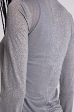 Xeni Glitter Long Sleeve Top in Silver - Image 12