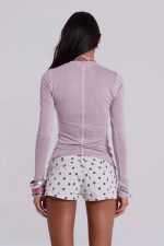 Xeni Glitter Long Sleeve Top in Pink - Image 3