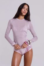 Xeni Glitter Long Sleeve Top in Pink - Image 8