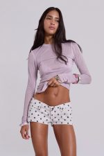 Xeni Glitter Long Sleeve Top in Pink - Image 2