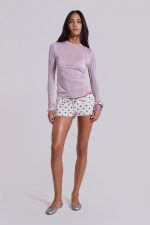 Xeni Glitter Long Sleeve Top in Pink - Image 5