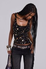 Addison Sequin Vest Top in Midnight - Image 4