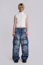 Light Wash Apex Denim Cargos - Image 2