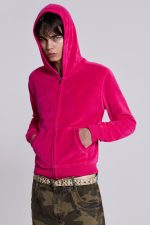 Low Life Hot Pink Velour Hoodie - Image 5