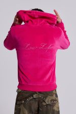 Low Life Hot Pink Velour Hoodie - Image 7
