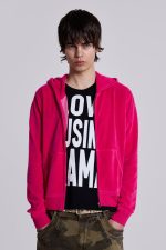 Low Life Hot Pink Velour Hoodie - Image 4