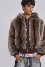 Bear Faux Fur Hooded Jacket - Image 9