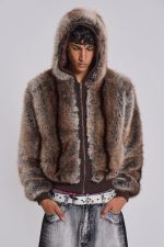 Bear Faux Fur Hooded Jacket - Image 5