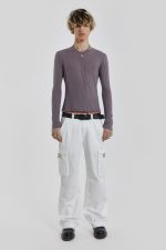 White Straight Leg Cargo Trousers - Image 2