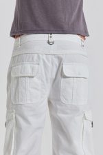 White Straight Leg Cargo Trousers - Image 4