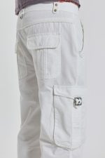 White Straight Leg Cargo Trousers - Image 5