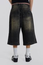Axle Black Crease Wash Denim Jorts - Image 3