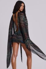 Aria Mesh Plunge Mini Dress in Labyrinth - Image 5