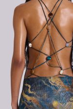 Luiza Mesh Beaded Backless Mini Dress - Image 6