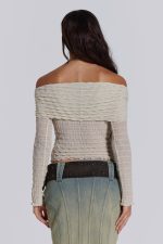 Nyra Long Sleeve Bardot Top - Image 2
