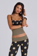 Lola Ruched Cami Top in Polkadot Stripe - Image 9