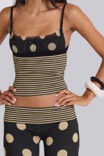 Lola Ruched Cami Top in Polkadot Stripe - Image 4