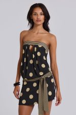 Lola Strapless Mini Dress in Polkadot Stripe - Image 7