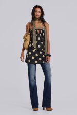 Lola Strapless Mini Dress in Polkadot Stripe - Image 2