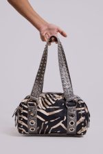 Marza PU Leather Studded Bag in Zebra - Image 6