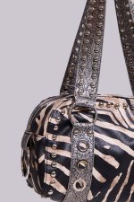 Marza PU Leather Studded Bag in Zebra - Image 8