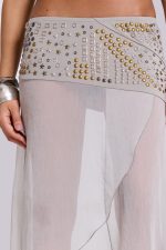 Xtal Studded Chiffon Midi Skirt - Image 4