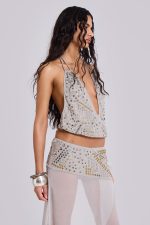 Xtal Studded Chiffon Midi Skirt - Image 5