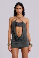 Selma Backless Draped Mini Dress - Image 3