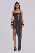 Zila Asymmetric Distressed Knit Dress - Image 3