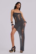 Zila Asymmetric Distressed Knit Dress - Image 4