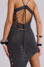 Zila Asymmetric Distressed Knit Dress - Image 6