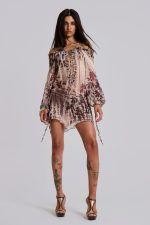 Lorenza Sheer Bardot Dress In Oza - Image 5
