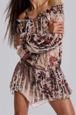Lorenza Sheer Bardot Dress In Oza - Image 6