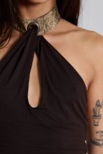 Zora Brown Backless Choker Top - Image 2