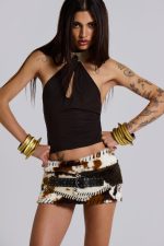 Kena Whipstitch Cow Micro Mini Skirt - Image 11