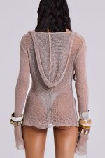 Naia Loose Knit Hooded Top in Clay - Image 10