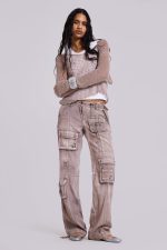 Naia Loose Knit Hooded Top in Clay - Image 8