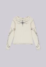 Ines Waffle White Long Sleeve Top - Image 2