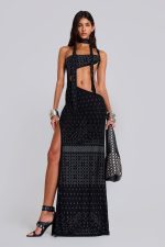 Opaline Asymmetric Stud Maxi Dress - Image 2
