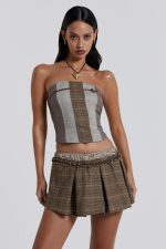 Demi Panelled Check Corset Top - Image 8