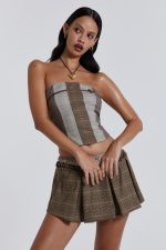 Demi Panelled Check Corset Top - Image 9