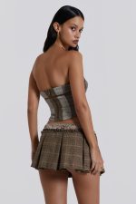 Demi Panelled Check Corset Top - Image 2