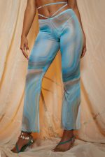 Marble Print Low Rise Flared Leg Beach Trousers - Image 2