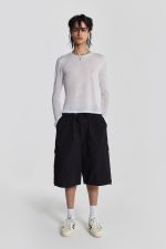 Black Parachute Cargo Baggy Shorts - Image 2
