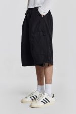 Black Parachute Cargo Baggy Shorts - Image 3